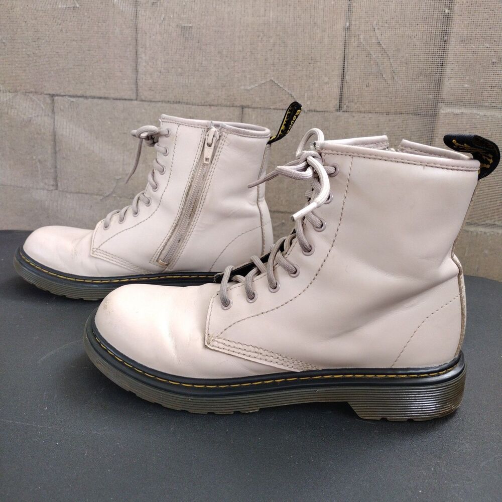 Dr. Doc Martens 8 Eyelet Zip Up Leather Boots Taupe Beige Women’s Size 5 JY004